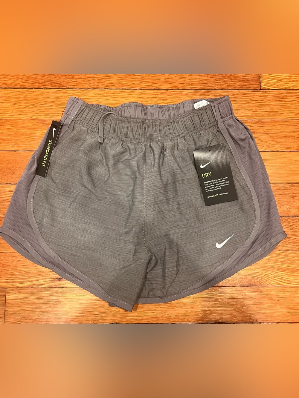 Nike Gray Women's Running Shorts with White Swoosh